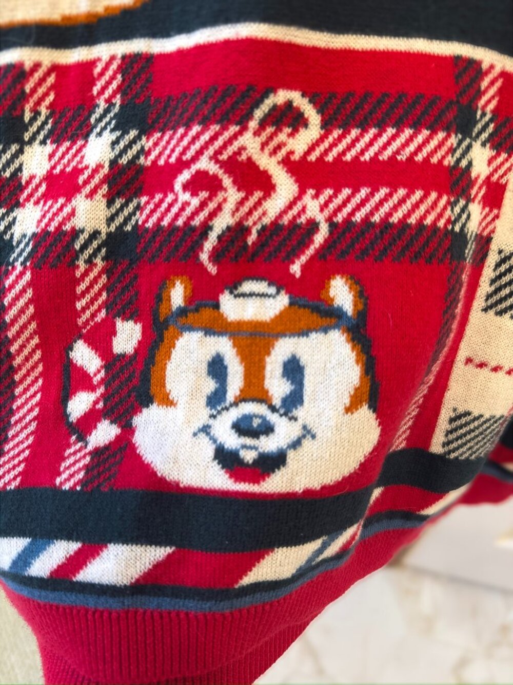 RARE Disneyland Resort Christmas Spirit Jersey Knit Sweater Mickey Holiday Plaid - Picture 11 of 14